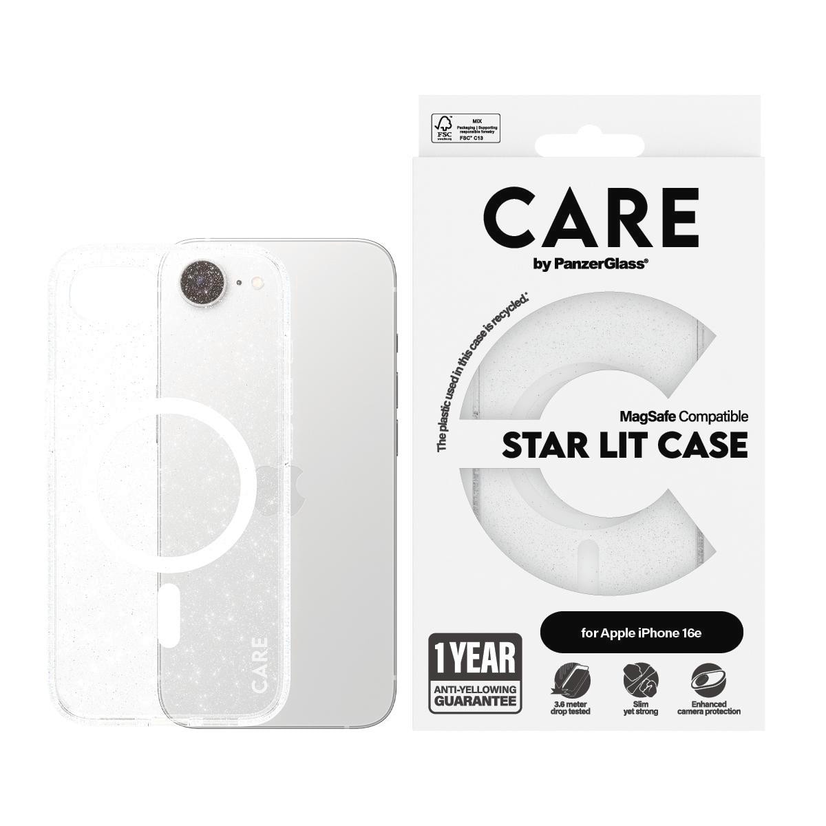 CARE by PanzerGlass Case Flagship Combat w. MagSafe, Star Lit iPhone 16e