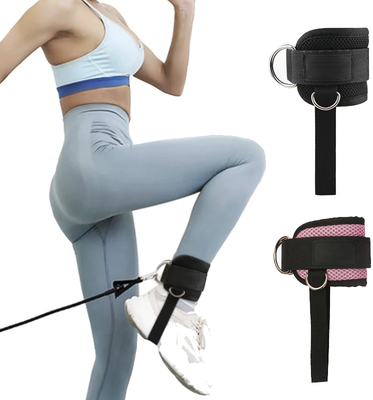 Healfit Counter Ankle Cuffs For Cable Machines, Padded Ankle Strap, Double D Ring Fitness Strap, Gym Workout Accessory, Leg Extension 1pcs black