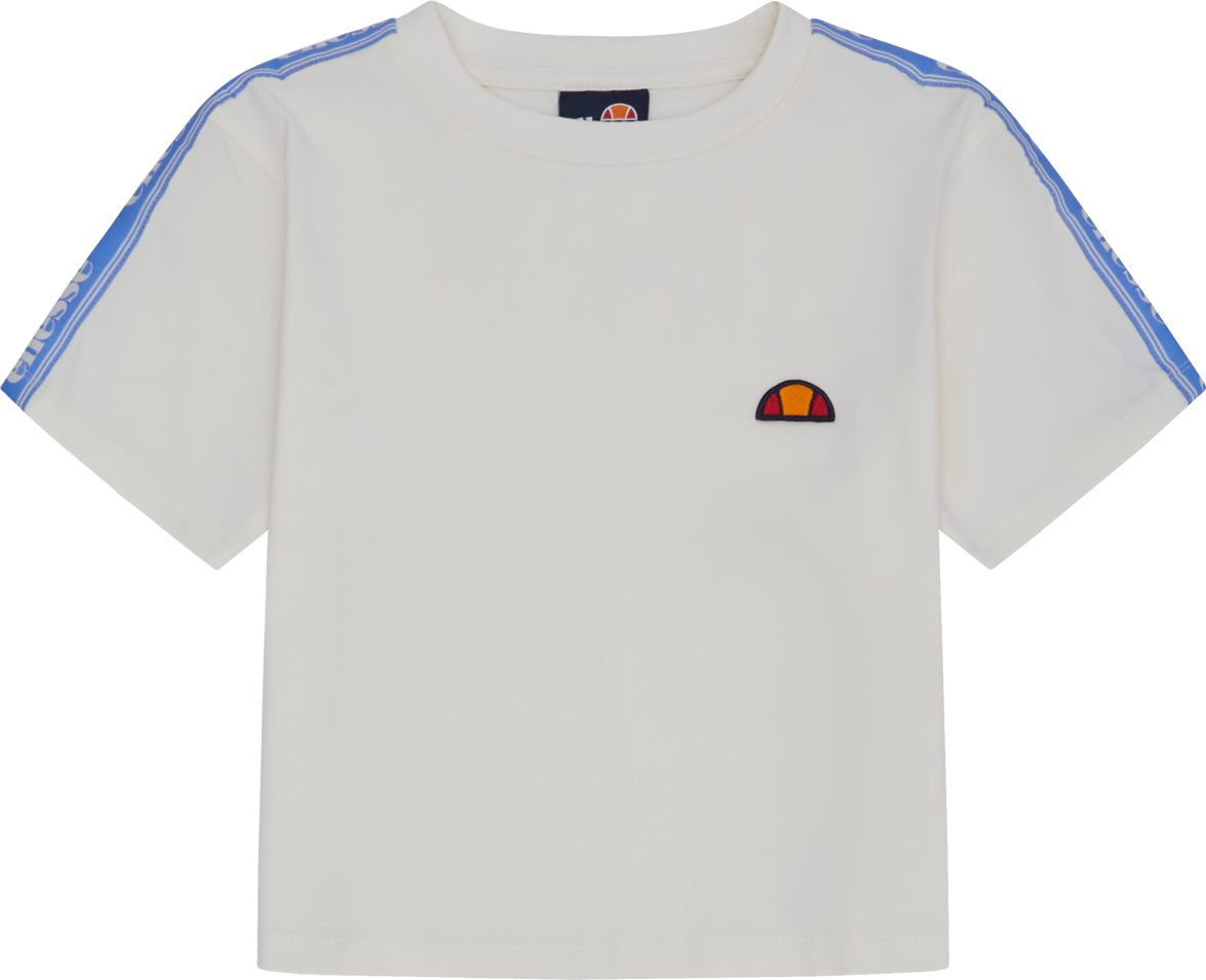 T-Shirt ELLESSE "LA BOTA T SHIRT", Mädchen, Gr. 128/134 (8/9), weiss (sanftes weiß), Jersey, Obermaterial: 95% Baumwolle, 5% Elasthan, unifarben mit Farbeinsätzen, Rundhals, eingefasste Kante, Shirts T-Shirt, mit Rundhalsausschnitt, Kurzarm-Design, pflege