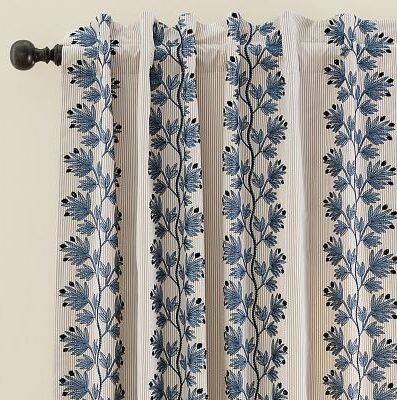 "Apolline Embroidered Stripe Drapery Panel - 50"" x 84"" - Ballard Designs"