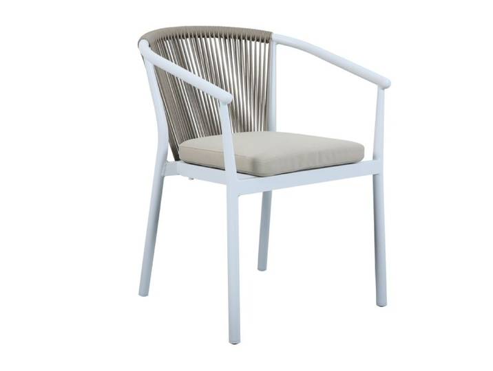 AXI Suvi Chaises de Jardin 2 Chaises Blanches - 57 x 41-61 x 78 cm Coussins en Polyester Kaki Dossier Corde d'oléfine 2