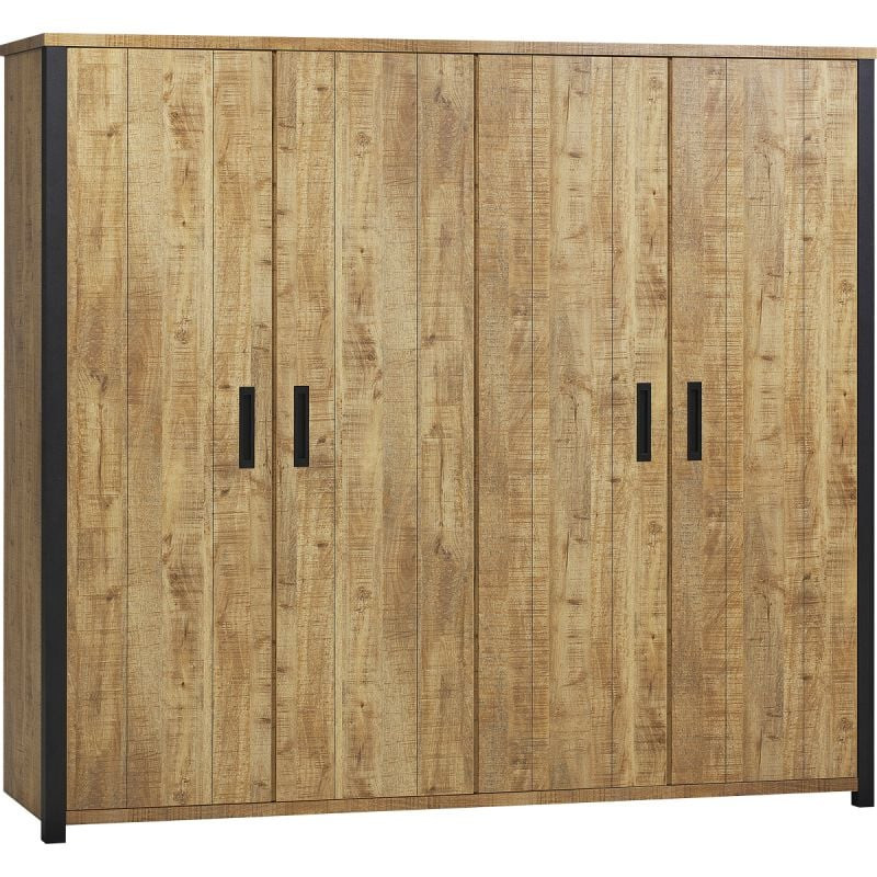 Budget Home Store Kledingkast Fiona 4 deurs met houteffect