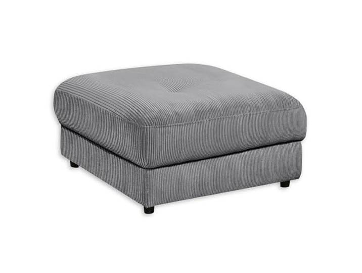 Fußhocker BARURA Cord Dunkelgrau – Bequemer quadratischer Polsterhocker 84x84 cm, moderner Hocker als Ergänzung zum Sofa