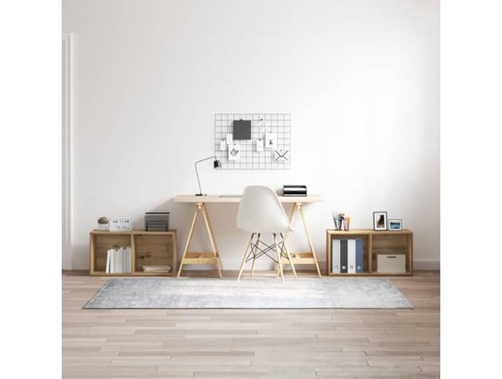 HEFZGDB TV-Schrank-Set 2 pcs Handwerklich gefertigter Eichenholz Würfelregal-Set mit 4 modularen Regalen, opakem Material und rechtwinkliger Form für Wohnzimmer, Büro