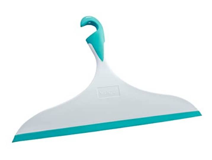 WENKO Badkamerwisser XXL Loano wit-lichtblauw - douchewisser, universele wisser voor badkamer en douche, kunststof (TPR), 34 x 21 x 2,5 cm, lichtblauw