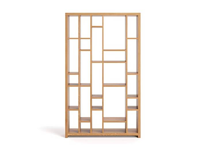 Danzz Nook-Bücherregal aus Massivholz, rechteckiges Stehregal aus echtem Eichenholz im modernen Stil 126x40x210 cm