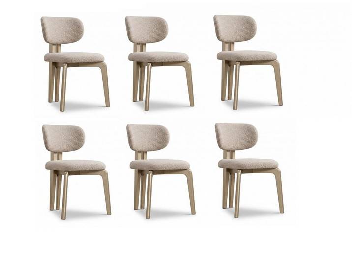 Xlmoebel Sitzgruppe Beige Esszimmerstühle im modernen Design, 6er Set mit Polsterung, Made in Europa