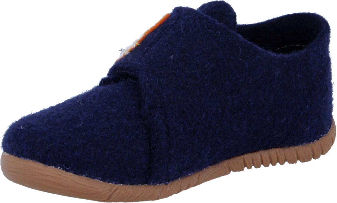 Hausschuh RICHTER "Filzi (Felt)", Mädchen, Gr. 22, Filz, blau, Schuhe Hausschuh, Klettschuh mit Aufnäher, Grössenschablone zum Download blau 22, Filz