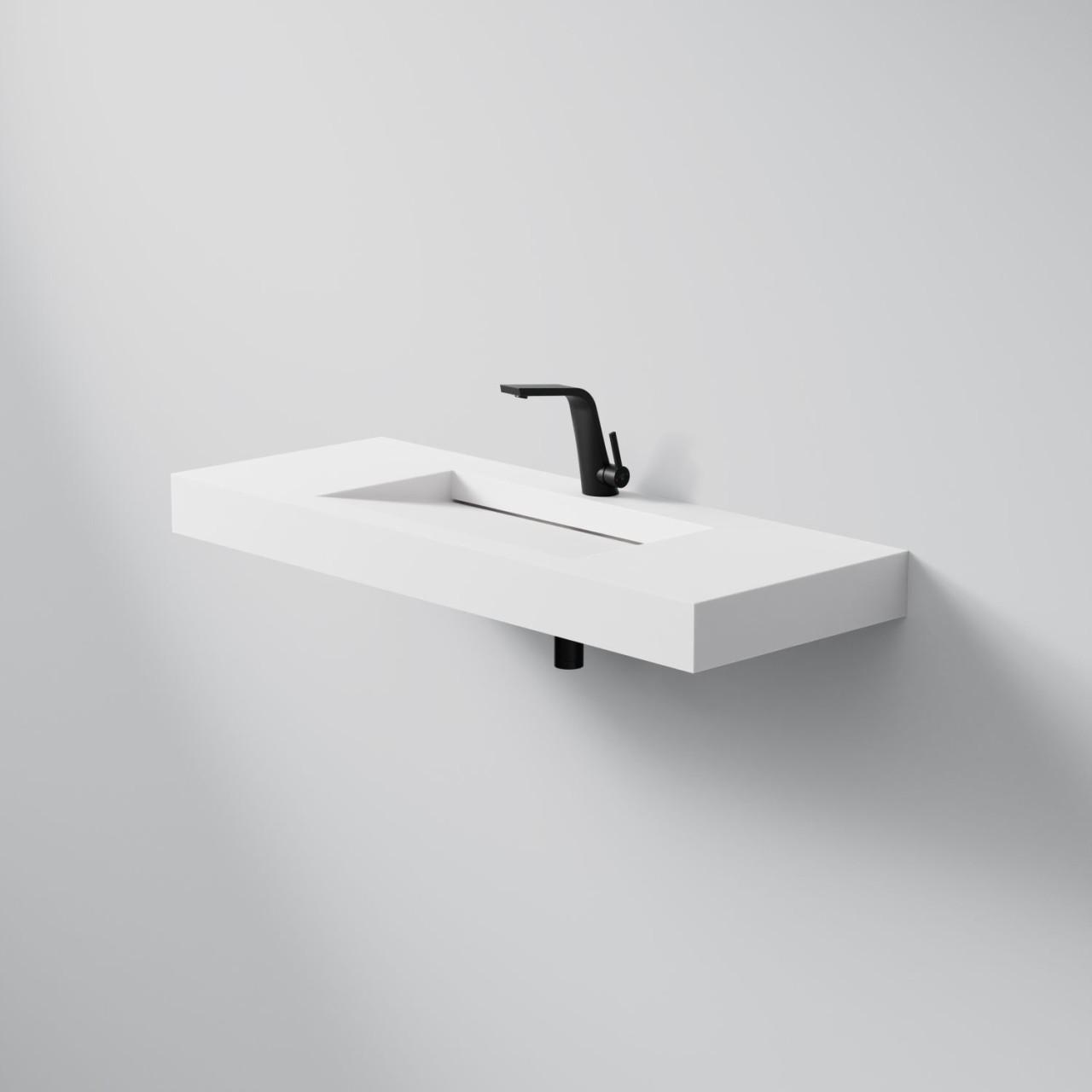 Steinberg Serie 444 Waschtisch Wandwaschtisch aus Mineo Stone, matt white, 444 7110 W 444 7110 W
