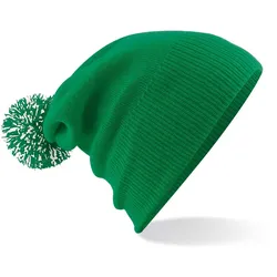 Beechfield Unisex Snowstar Beanie Bommel-Mütze B450 kelly green/white one size