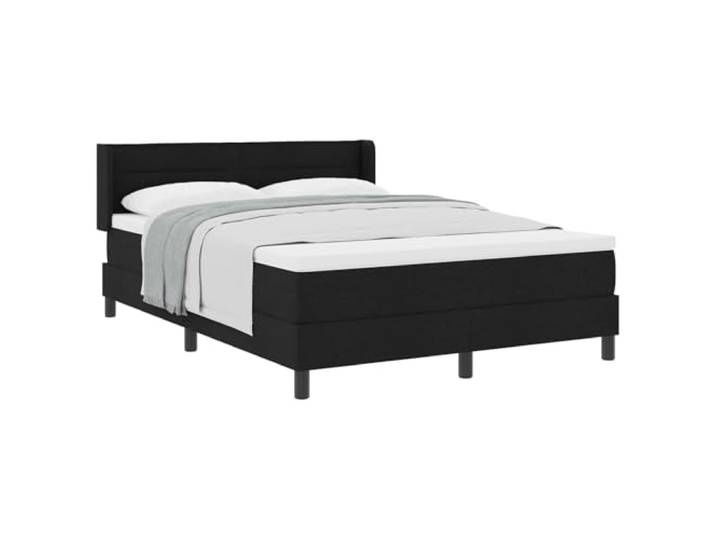 RJPLMFV Boxspringbett, Schwarz, 200 x 140 cm, Stoff Kopfteil verstellbar, Matratze, mittlere Härte, Taschenfedern, Massivholz, modernes Design
