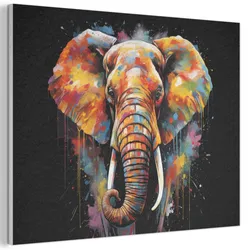 AKUSTIKBILD Elefant - Graffiti - Schwarz - Tiere - Farben Wanddeko 70x50 cm