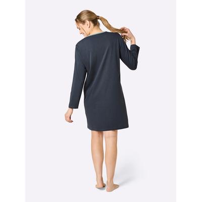Sleepshirt COMTESSA "Sleepshirt", Damen, Gr. 48/50, Normalgrößen, grau (jeansblau, ozean), 100% Baumwolle, unifarben, Kleider Sleepshirt