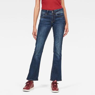 Bootcut-Jeans G-STAR "Midge Saddle Bootcut", Damen, Gr. 28, Länge 34, blau (schwarz aged, neutro stretch denim), Denim/Jeans, Obermaterial: 92% Baumwolle, 7% Polyester, 1% Elasthan, bootcut fit lang, Jeans