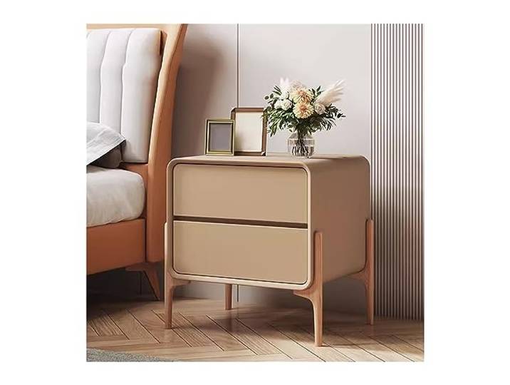 YANG11FAN Vielseitig Minimalistischer Schlafzimmer-Nachttisch kleine Schrank mit Doppelschubladen(Khaki,Klein)