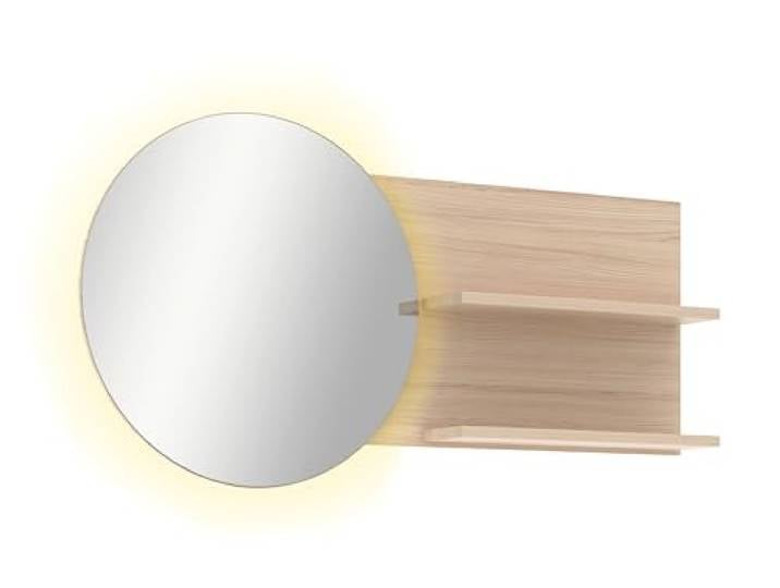 Stella Trading PISA Wandspiegel mit LED-Beleuchtung und 2 Ablagefächern