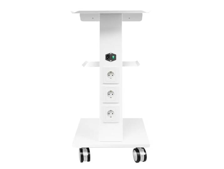 Rollwagen Laborwagen,Multifunktions-Laborwagen,3-stufiger Rollwagen mit Steckdosen,rollender Klinikwagen mit Instrumentenablage,8 einstellbare Höhenstufen,Weiß