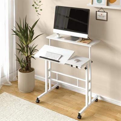 Javlergo Mobile Standing Desk with Adjustable Height & Tiltable Panels Rolling Laptop Workstation with Wheels for Home Office