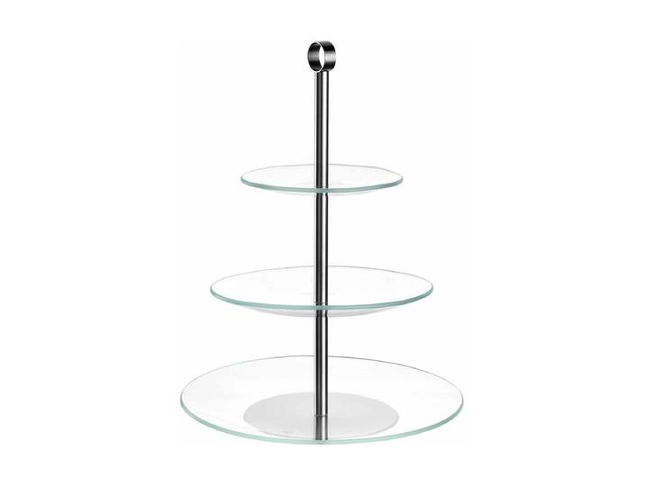Etagere LEONARDO Cena 3-teilig , silber (silberfarben), Glas, Metall, Servierplatten, Etagere