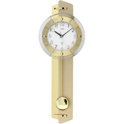 Funk-Pendelwanduhr AMS "F5264", grau (messingfarben), Wanduhren, B/H/L: 24cm x 8cm x 70cm, Quarzuhr, Esszimmer, Wohnzimmer, Made in Germany