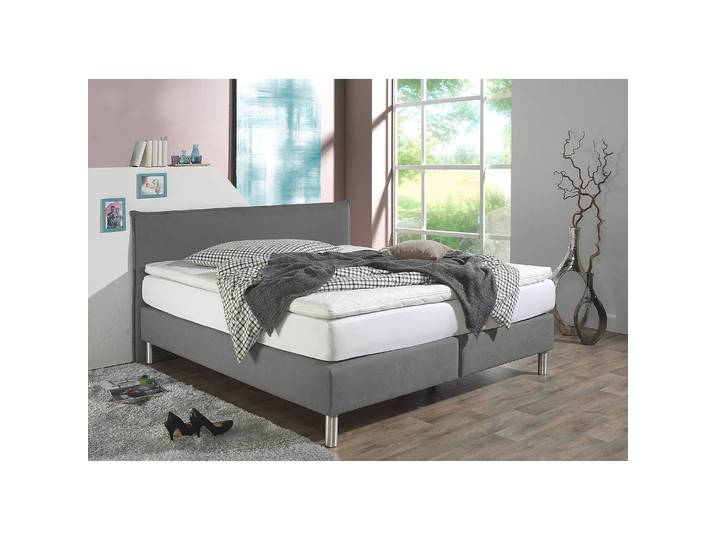 Boxspringbett Hedensted 180 x 200cm Webstoff Grau/Grau H3 Bonellfederkernmatratze