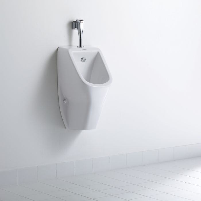 Duravit D-Code Urinal 0828302007 weiss, Zulauf von oben, rimless, mit Fliege
