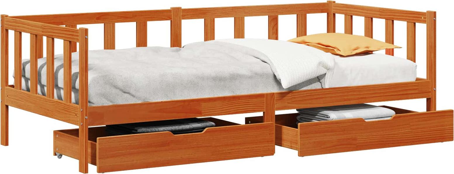 Tagesbett mit Schubladen 3 pcs Wachsbraun Massivholz Kiefer