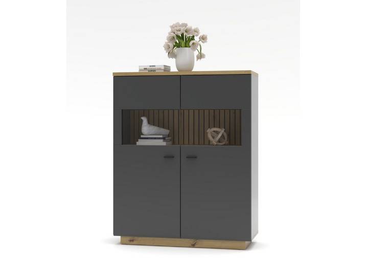 HARPER Highboard Highboard HARPER WILLIAMS BHT 110x137x40 cm grau Hochkommode