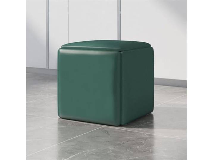 HGYNBCP Würfelhocker mit Stauraum im Inneren und einfacher Mobilität, vielseitiger Fußstützenhocker for Wohnzimmer und Schlafzimmer, mit Leder gepolstert, groß(Leather-Green,Large)