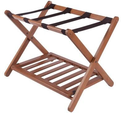 Winsome Wood Reese Luggage Rack with Shelf Teak Finish