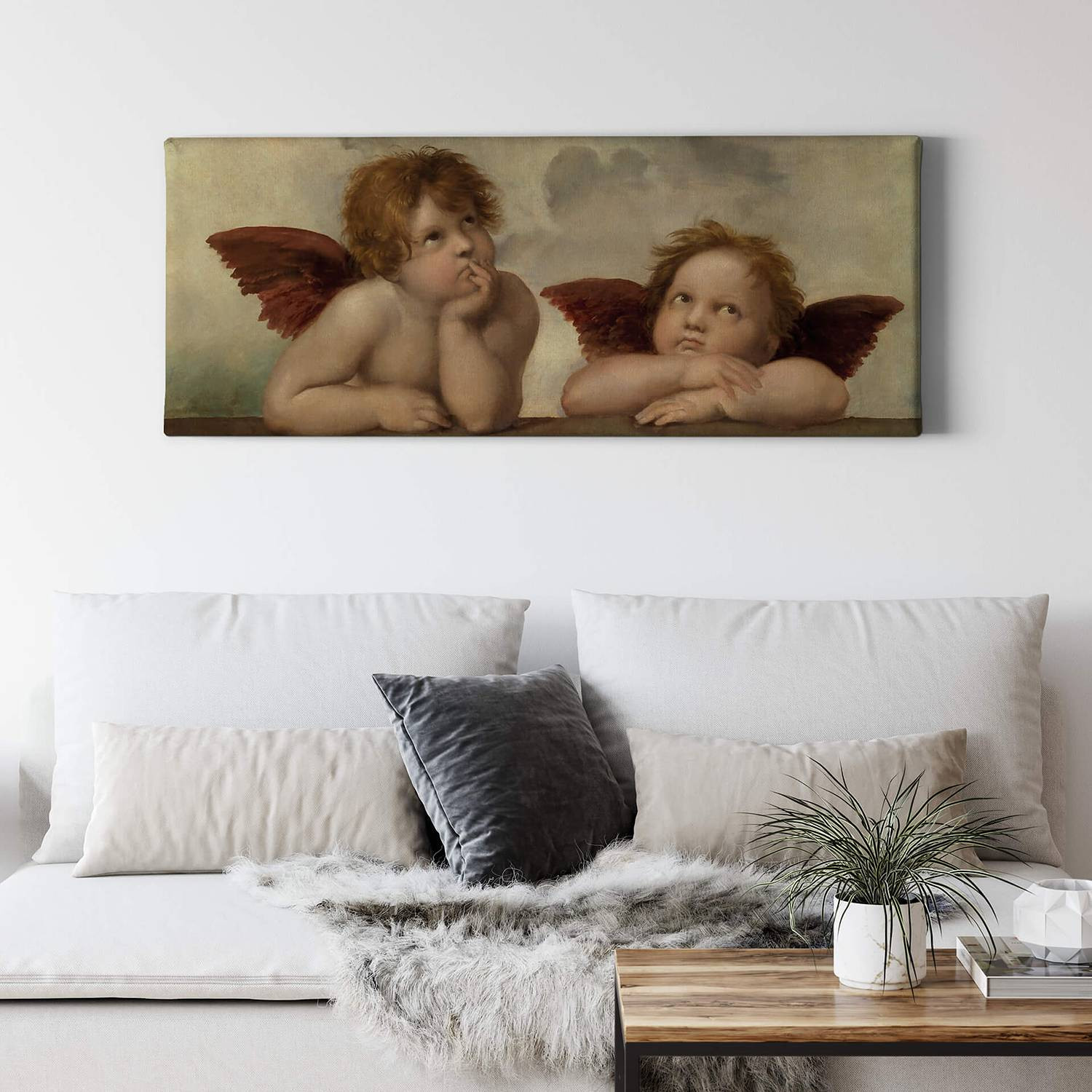 home24 Two Angels Engel wanddecoratie beige, 100 x 40 cm