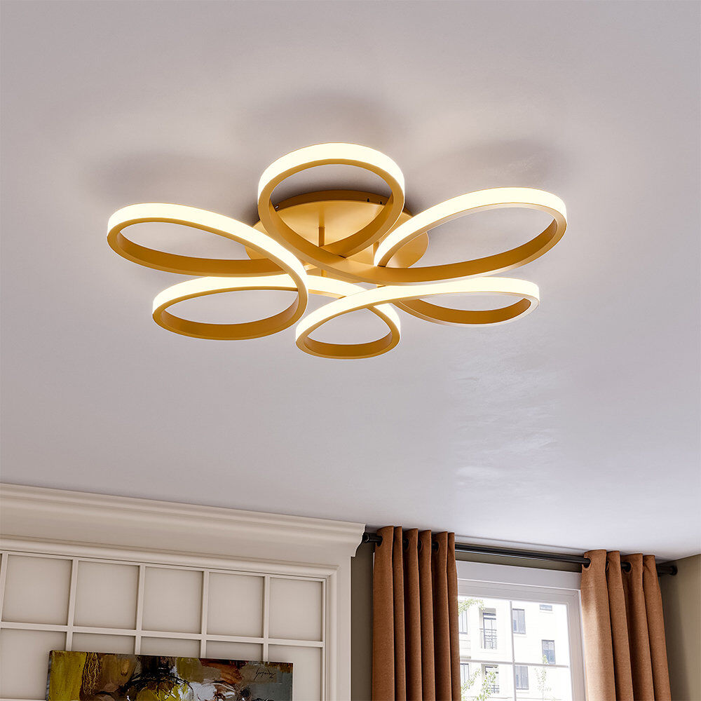 Wade Logan Innsbrook Modern Acrylic Light-adjusted Petal Ceiling Light 1-Light Semi Flush Mount Light Gold (Dimmable) 10cm H x 74cm W x 74cm D