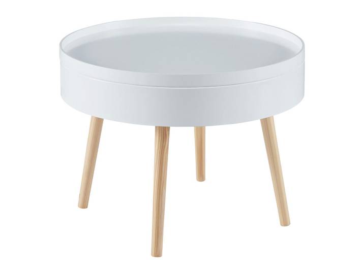 [en.casa] Couchtisch Bongard 60/60/45, Weiß, Braun, Holzwerkstoff, Holz, Rund, 60x45x60 cm, Wohnzimmer, Wohnzimmertische, Couchtische