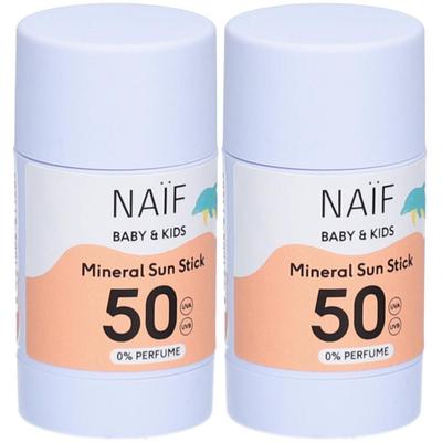 Naif Baby & Kids Minerale Zonnebrand Spf50 Zonder Parfum Stick 36g x2 2x36 g Sonnenschutzcreme