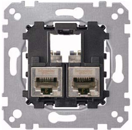 Merten Plaque de fixation double avec RJ45 Cat6A STP MEG4576-0022 (MEG4576-0022)