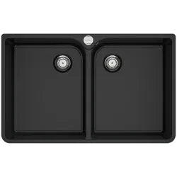 Villeroy & Boch Spülstein Doppelbecken Spülstein Doppelbecken 80 X 638002 795x500 mm Pure Black 638002R7