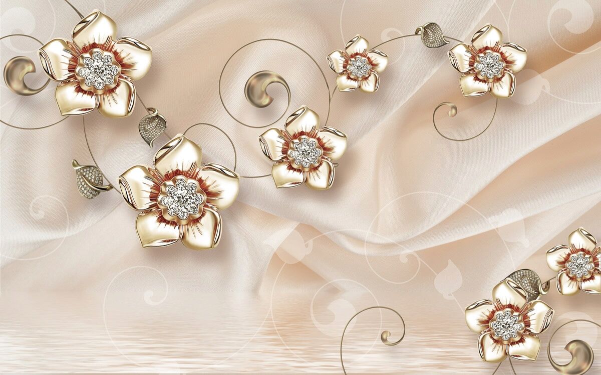 Papermoon "Muser mit Blumen" bunt B/L: 4,5m x 2,8m, Bahnen: 9 Stk.
