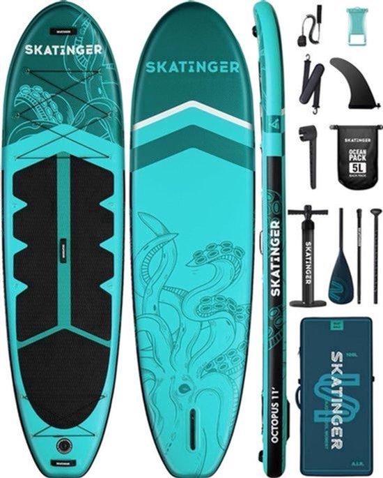 SUP-Board Blauw - Allround-Modell, 335x86x15 cm - Gewicht: 15 kg - Material: PVC - Geeignet für Freizeit und Yoga