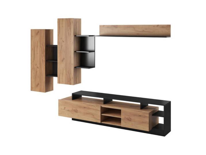 Sepro Meble Wohnwand Anthrazit Malva Sonoma Eiche, 260x171.5x40 cm, Wohnzimmer, Wohnwände