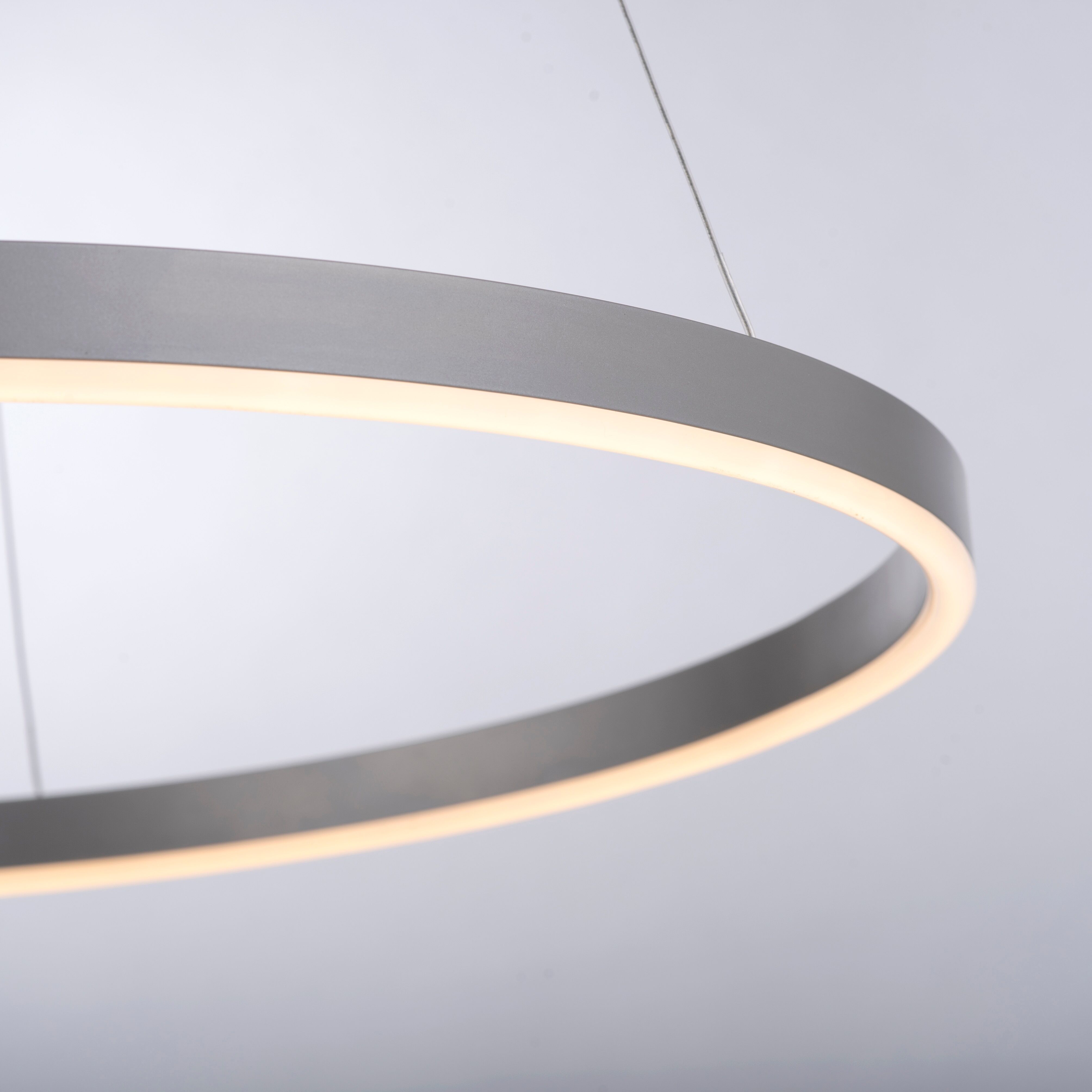 JUST LIGHT Pendelleuchte "RITUS", grau (aluminiumfarben), 1, Ø 5,9cm, 1 Stk., Leuchten, LED, dimmbar, Switchmo, Pendelleuchte