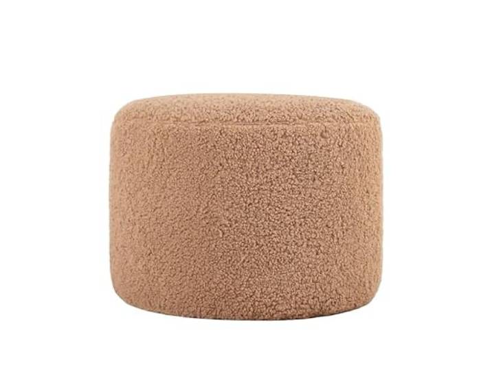 Atelier Del Sofa Stilvoller Kunstfell-Pouf, kaffeebraun, 39 cm hoch x 54 cm tief 10 cm orthopädischer Schaumstoffkern, PVC-beschichtete, verdeckte Beine Ideal für modernes Wohnen
