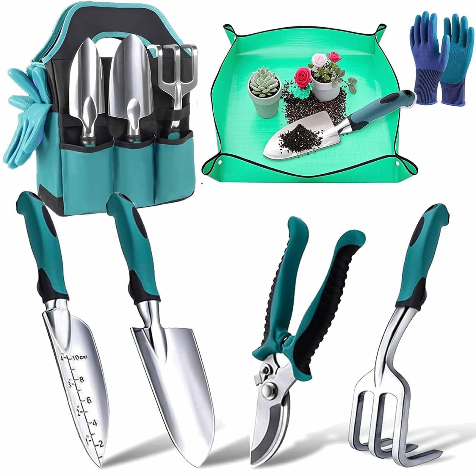 7-delige set tuingereedschap van roestbestendig aluminium met ergonomische antislip handgrepen