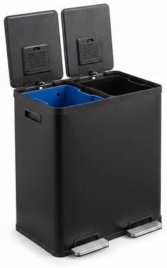 YUN 16 Gallon Dual Kitchen Trash Can with Lid, Stainless Steel Garbage Bin with 2 Removable Buckets, Soft Close