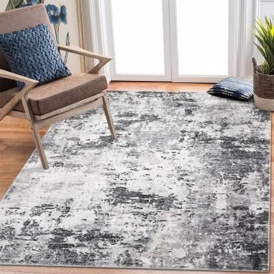 Garvee Modern Mottled Ink Abstract Area Rug