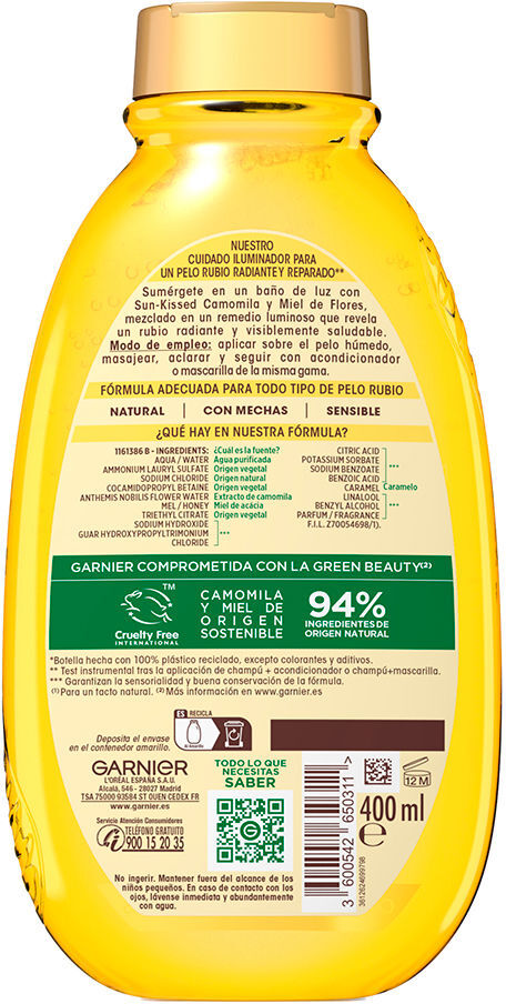 Garnier Original Remedies champú iluminador camomila 400 ml