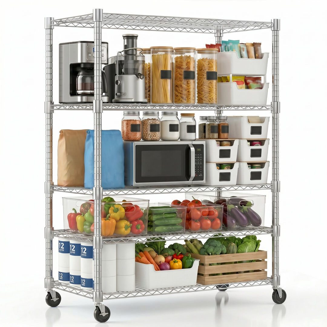 Himimi Yelena 90 cm W Shelving Unit Silver 208cm H x 90cm W x 45cm D