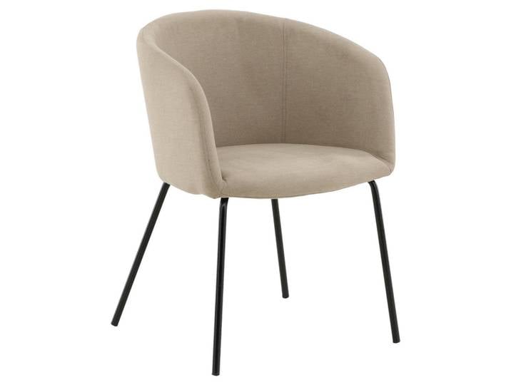 Livetastic Armlehnstuhl, Schwarz, Beige, Metall, Rundrohr, 55x78x55 cm, Esszimmer, Stühle, Esszimmerstühle, Vierfußstühle
