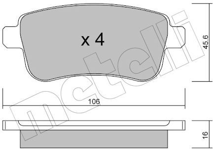 Metelli Bremsbelagsatz, Scheibenbremse 22-0818-0 Für Renault