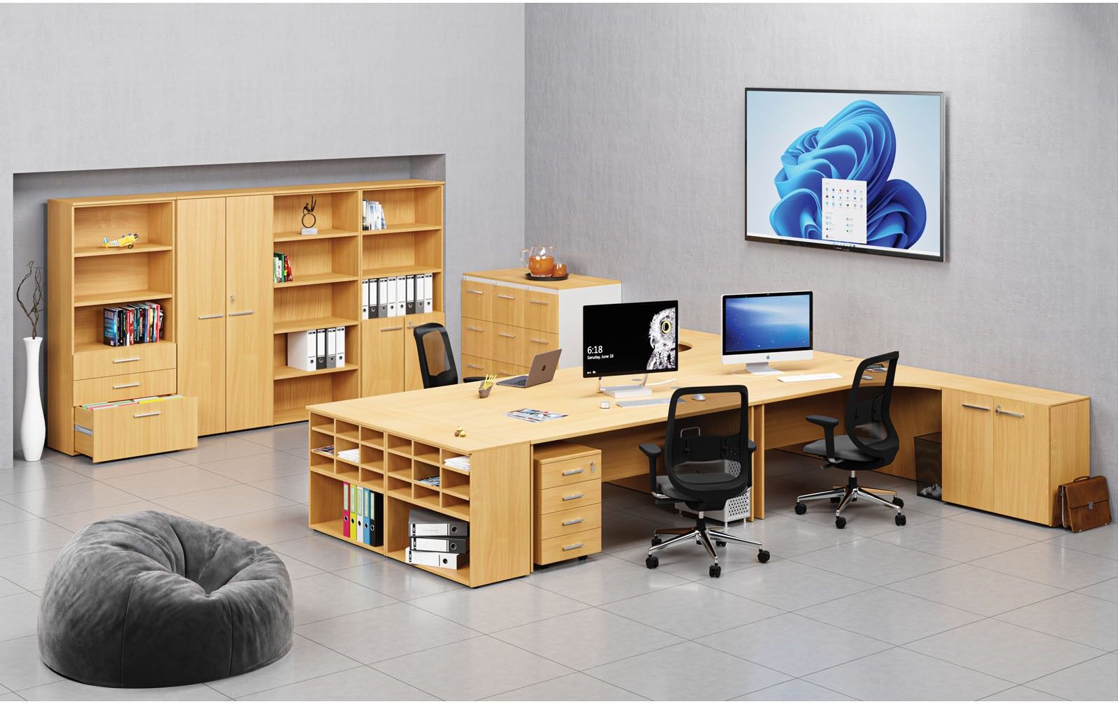 B2B Partner Kancelářský psací stůl PRIMO WOOD, 180x80 cm, buk