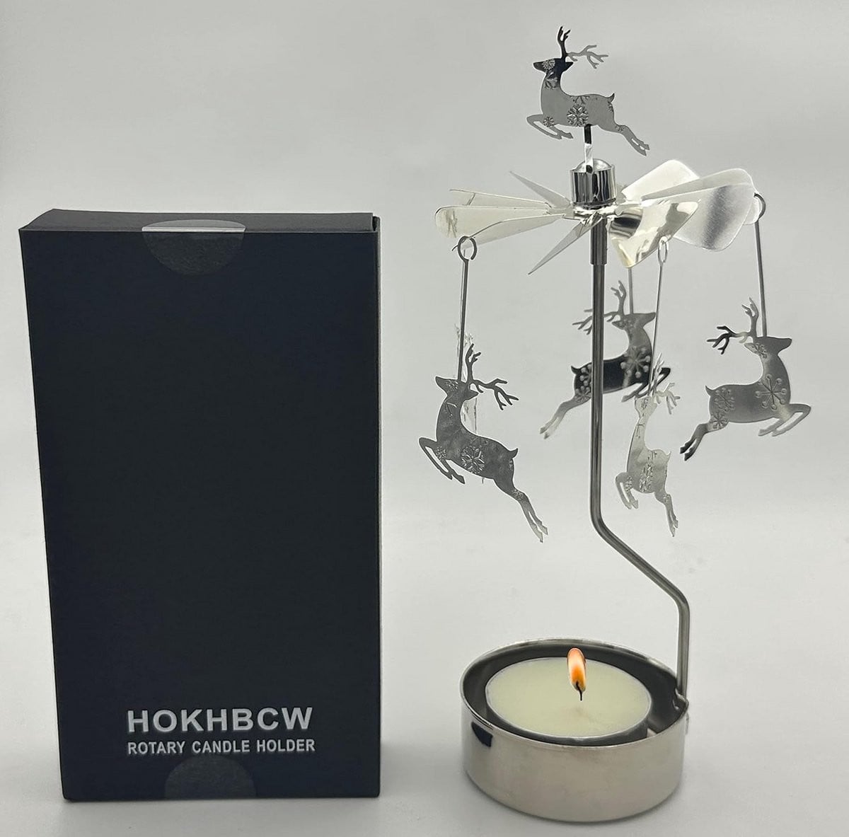 Draaiende metalen kandelaar voor tealights en decoratie